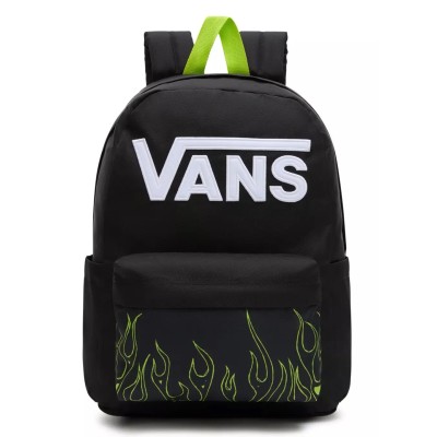 Černý batoh s plameny Vans New Skool Backpack Black/Lime
