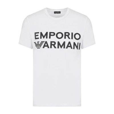 Pánské bílé triko s potiskem Emporio Armani T-Shirt 00010 Bianco