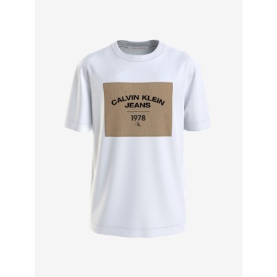 Pánské bílé triko s potiskem Calvin Klein T-Shirt YAF Bright White