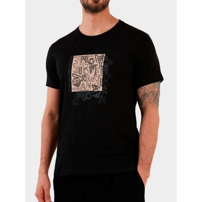 Pánské černé triko s potiskem Emporio Armani T-Shirt Nero Lettering