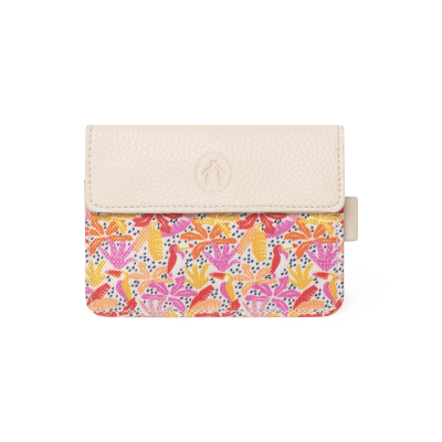 Světle růžové pouzdro na kreditní karty s motivem květin Cabaia Mini Wallet Temple D'artemis TU