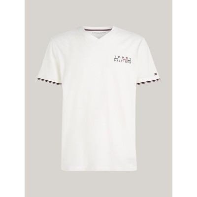 Pánské bílé triko Tommy Hilfiger T-Shirt YBL Ecru